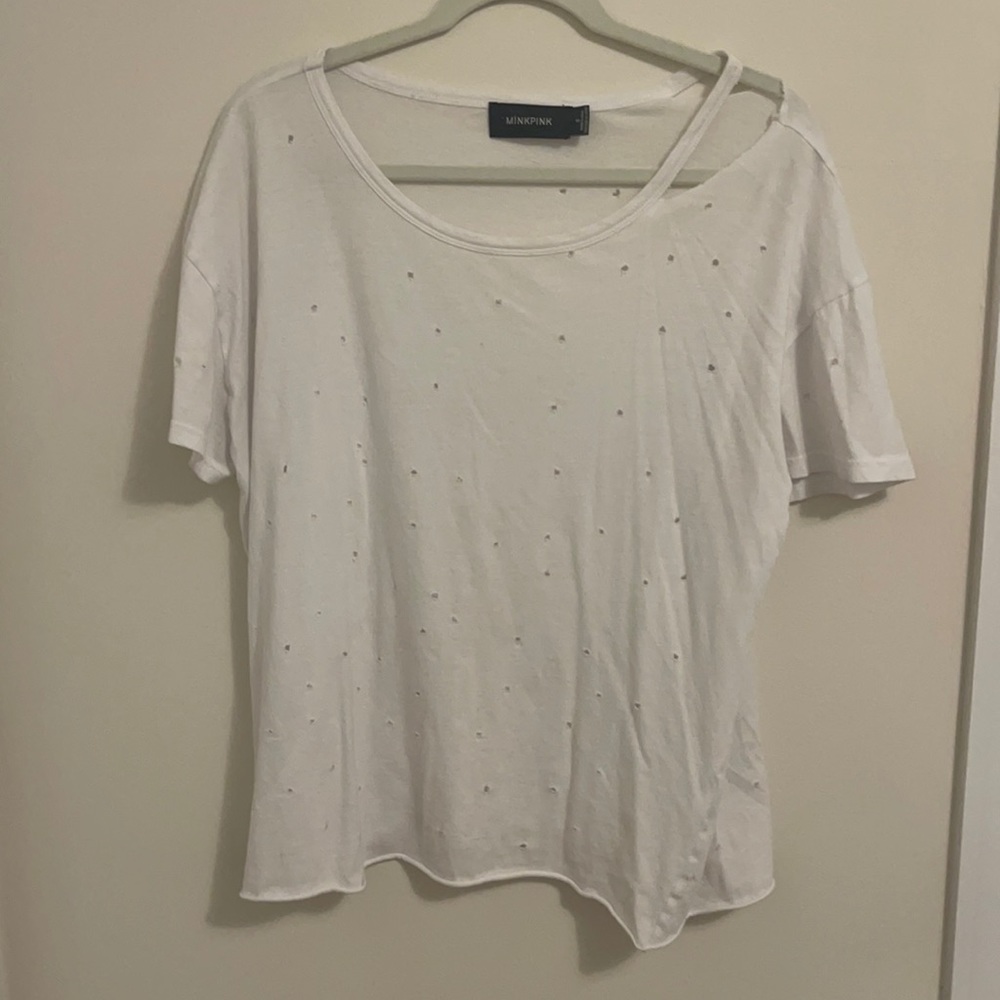MINKPINK White Tee with Holes